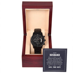 Black Chronograph Watch - For Husband From Wife